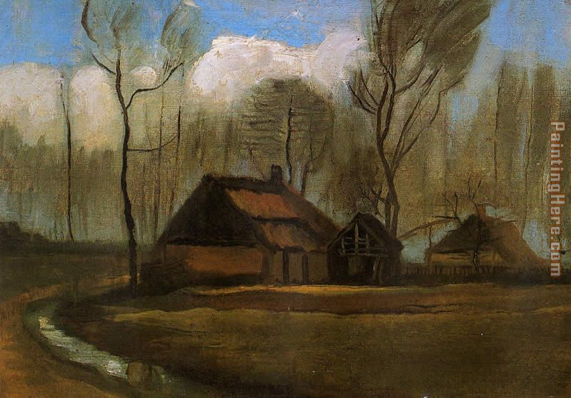 Farmhouses among Trees painting - Vincent van Gogh Farmhouses among Trees art painting